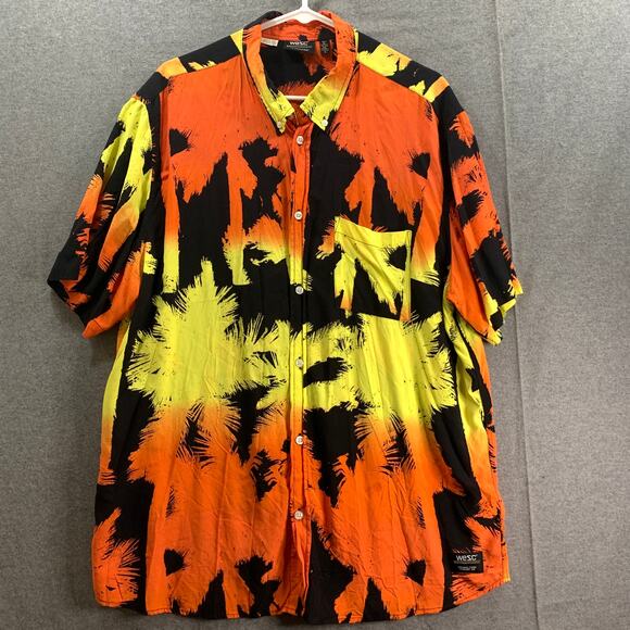 WeSC Button Up Orange Summer Shirt Adult Extra Large Shirt Mens - Picture 1 of 6
